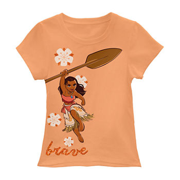 Disney Little & Big Girls Round Neck Princess Moana Short Sleeve Graphic T-Shirt