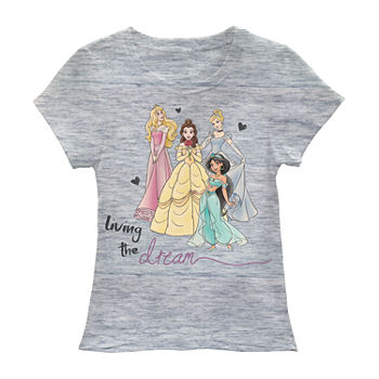 Disney Little & Big Girls Round Neck Princess Short Sleeve Graphic T-Shirt