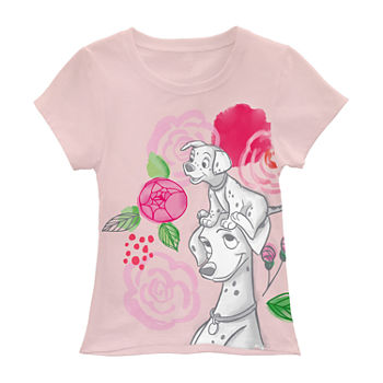 Disney Little & Big Girls Round Neck 101 Dalmatians Short Sleeve Graphic T-Shirt