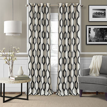 Elrene Home Fashions Renzo Geo Ikat Energy Saving Blackout Grommet Top Single Curtain Panel