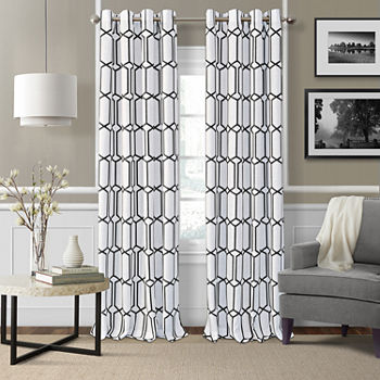 Elrene Home Fashions Kaiden Geometric Blackout Grommet Top Single Curtain Panel