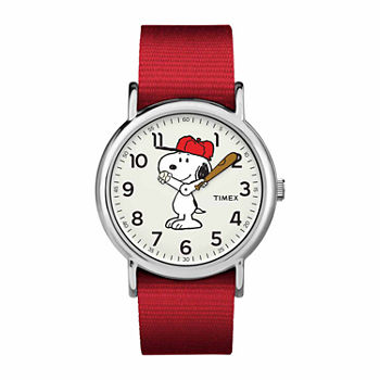 Timex Weekender Peanuts Peanuts Unisex Adult Red Strap Watch Tw2r41400jt