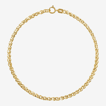 14K Gold 7.25 Inch Hollow Wheat Chain Bracelet