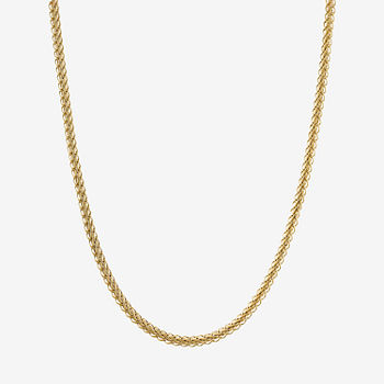 14K Gold 18 Inch Hollow Wheat Chain Necklace