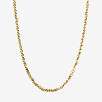 14K Gold 24 Inch Hollow Wheat Chain Necklace
