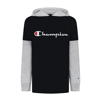 Champion Big Boys Embroidered Hooded Long Sleeve Graphic T-Shirt