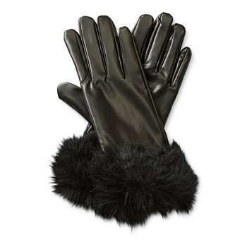 Worthington Faux Fur Trim 1 Pair Cold Weather Gloves