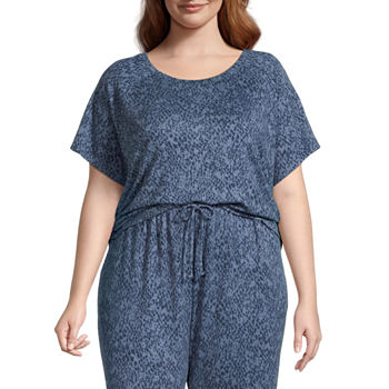 Ambrielle Womens Plus Short Sleeve Raglan Pajama Top