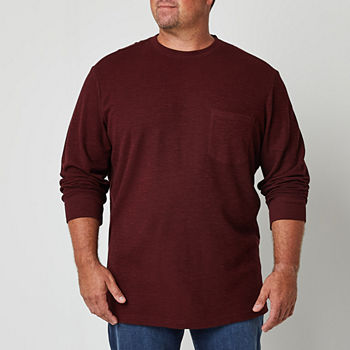 St. John's Bay Big and Tall Mens Crew Neck Long Sleeve Textured  Pocket T-Shirt