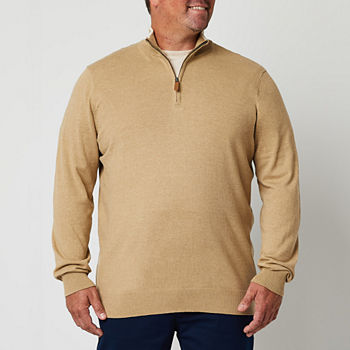St. John's Bay Mens Big and Tall Long Sleeve Quarter Zip Sweater