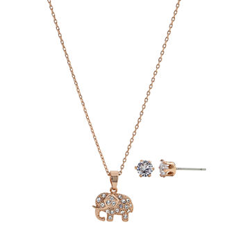 Sparkle Allure Elephant 2-pc. Cubic Zirconia 18K Rose Gold Over Brass Jewelry Set