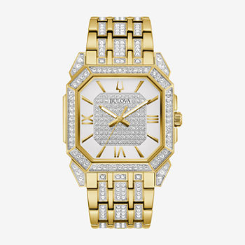 Bulova Crystal Octava Mens Crystal Accent Two Tone Stainless Steel Bracelet Watch 98a295