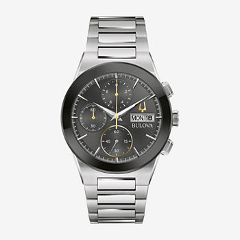 Bulova Modern Millennia Mens Chronograph Silver Tone Stainless Steel Bracelet Watch 96c149