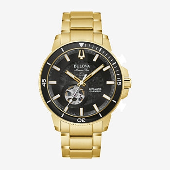 Bulova Marine Star Series C Mens Automatic Gold Tone Stainless Steel Bracelet Watch 97a174