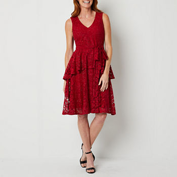 Danny & Nicole Sleeveless Floral Lace Fit + Flare Dress