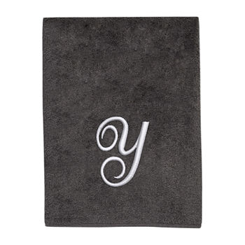 Avanti Premier Script Monogram Granite/Silver Bath Towel Collection