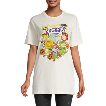 Juniors Rugrats Halloween Womens Crew Neck Short Sleeve Boyfriend Graphic T-Shirt