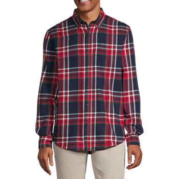 St. John's Bay Dexterity Mens Long Sleeve Adaptive Classic Fit Flannel Shirt