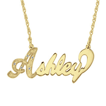 Personalized 14K Gold Over Sterling Silver Diamond-Accent Name Necklace