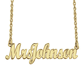 Personalized 14K Gold Over Sterling Silver "Mrs" Name Necklace