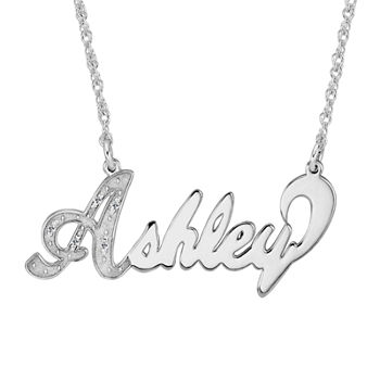 Personalized Diamond-Accent Sterling Silver Nameplate Necklace