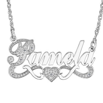 Personalized Diamond-Accent Sterling Silver Nameplate Necklace