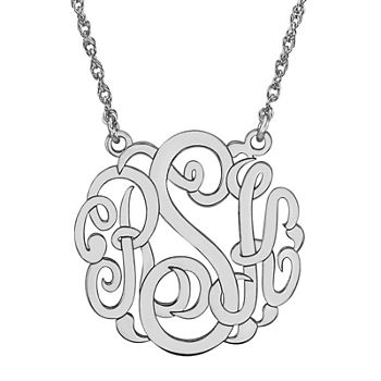 Personalized Sterling Silver 25mm Monogram Necklace