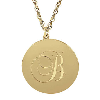 Personalized 14K Gold Over Silver Initial Round Pendant Necklace