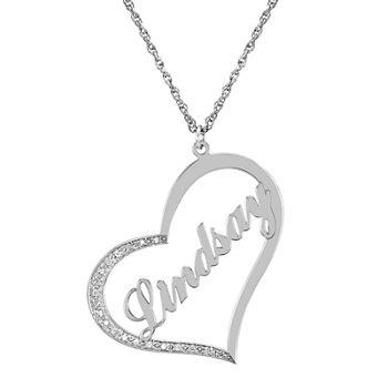 Personalized Diamond-Accent Sterling Silver Name Pendant Necklace