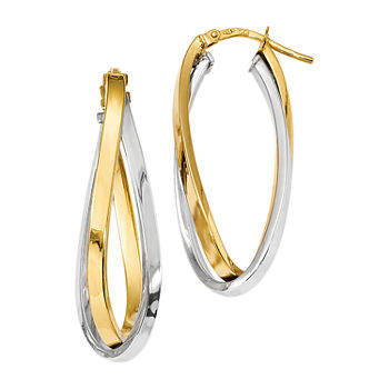 Made in Italy 14K Two Tone Gold 36.3mm Oval Hoop Earrings