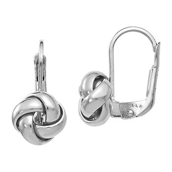 Made in Italy 14K White Gold Knot Drop Earrings