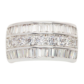 Sparkle Allure Cubic Zirconia Pure Silver Over Brass Oval Band