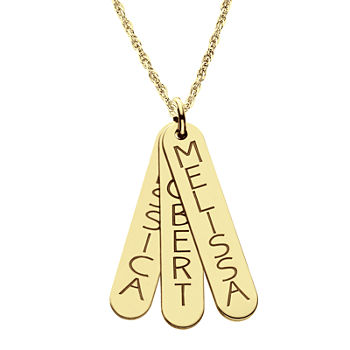 Personalized 14K Gold Over Sterling Silver Vertical Bar Name Pendant Necklace