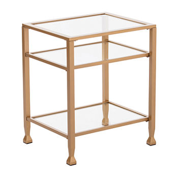 Brana Gold Metal and Glass End Table