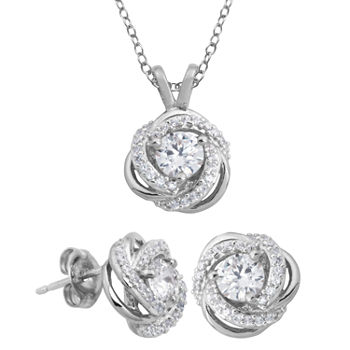 DiamonArt® Cubic Zirconia Love Knot Pendant Necklace & Earring Set
