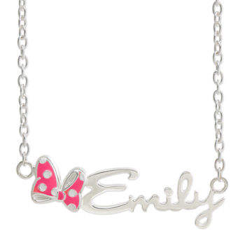 Disney Personalized Minnie Mouse Sterling Silver & Enamel Name Necklace