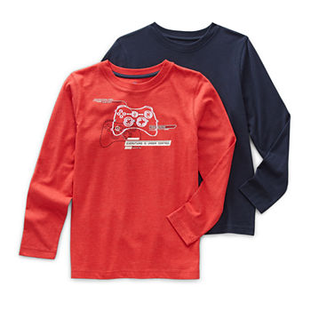 Thereabouts Little & Big Boys 2-pc. Crew Neck Long Sleeve Graphic T-Shirt