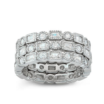 DiamonArt® Womens 4 CT. T.W. Lab Created White Cubic Zirconia Sterling Silver Stackable Ring
