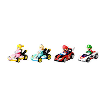 Hot Wheels Mario Kart Die-Cast Characters In 4 Vehicle