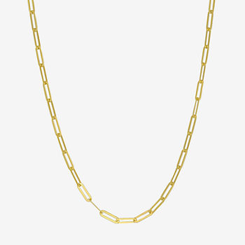 14K Gold 20 Inch Solid Paperclip Paperclip Chain Necklace