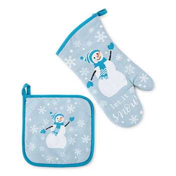 Homewear Holiday Let It Snow Snowman 2-pc. Mitt + Pot Holders