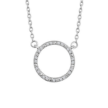 "Karma" Womens Diamond Accent Genuine White Diamond Sterling Silver Circle Pendant Necklace