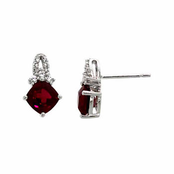 Lab Created Red Ruby Sterling Silver 13.4mm Stud Earrings