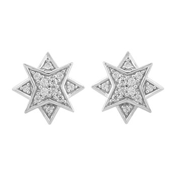 North Star 1/10 CT. T.W. Genuine White Diamond Sterling Silver 8.1mm Star Stud Earrings