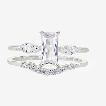 Sparkle Allure 2-pc. Cubic Zirconia Pure Silver Over Brass Bridal Set