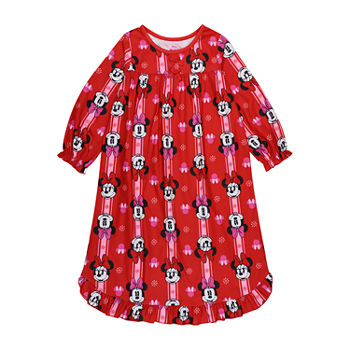 Disney Collection Toddler Girls Mickey and Friends Minnie Mouse Crew Neck Long Sleeve Nightgown