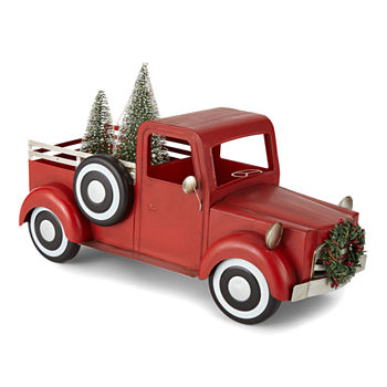 North Pole Trading Co. North Pole Village Red Metal Truck Christmas Tabletop Decor