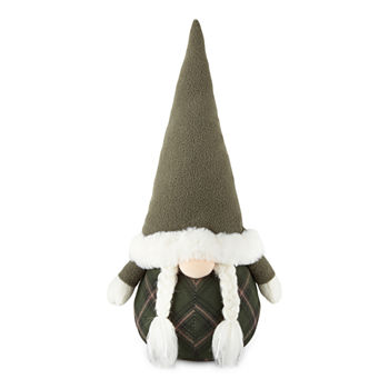 North Pole Trading Co. Woodland Retreat 15" Green Hat With Braids Gnome