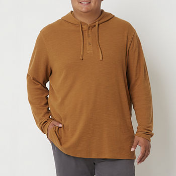 mutual weave Big and Tall Mens Long Sleeve Regular Fit Hooded Henley Shirt