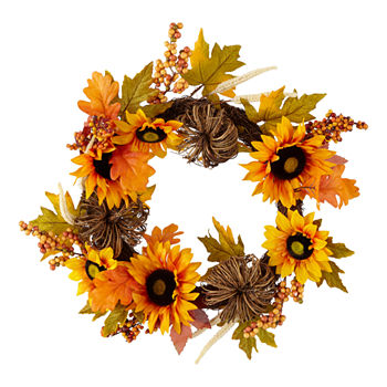 Layerings Autumn Market 22" Sunflower Wreath